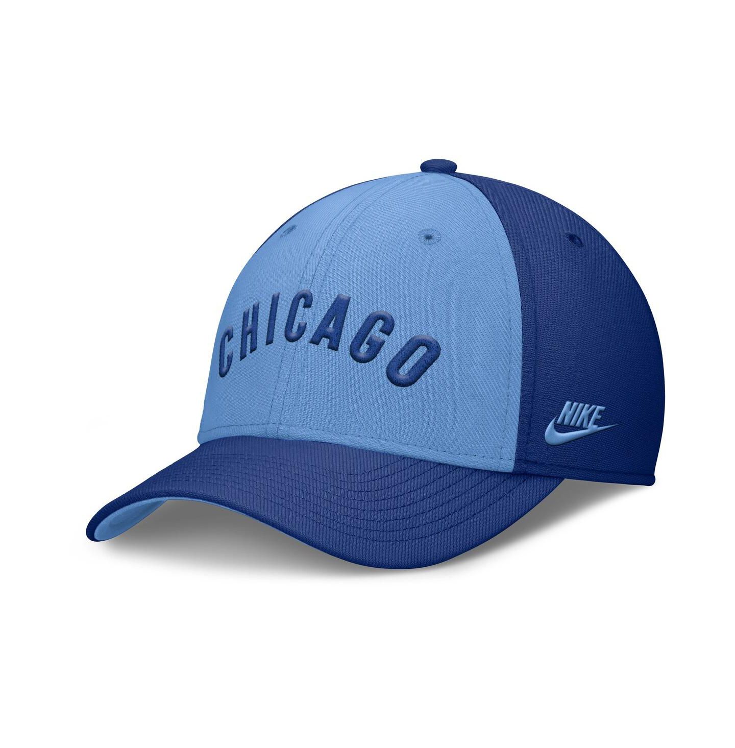 Мужская кепка Nike Royal/Light Blue Chicago Cubs Rise Swoosh Performance Flex Hat — фото 3