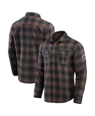 Fanatics - Men's Tan Cincinnati Reds Classic Flannel Long Sleeve Button-Up Shirt