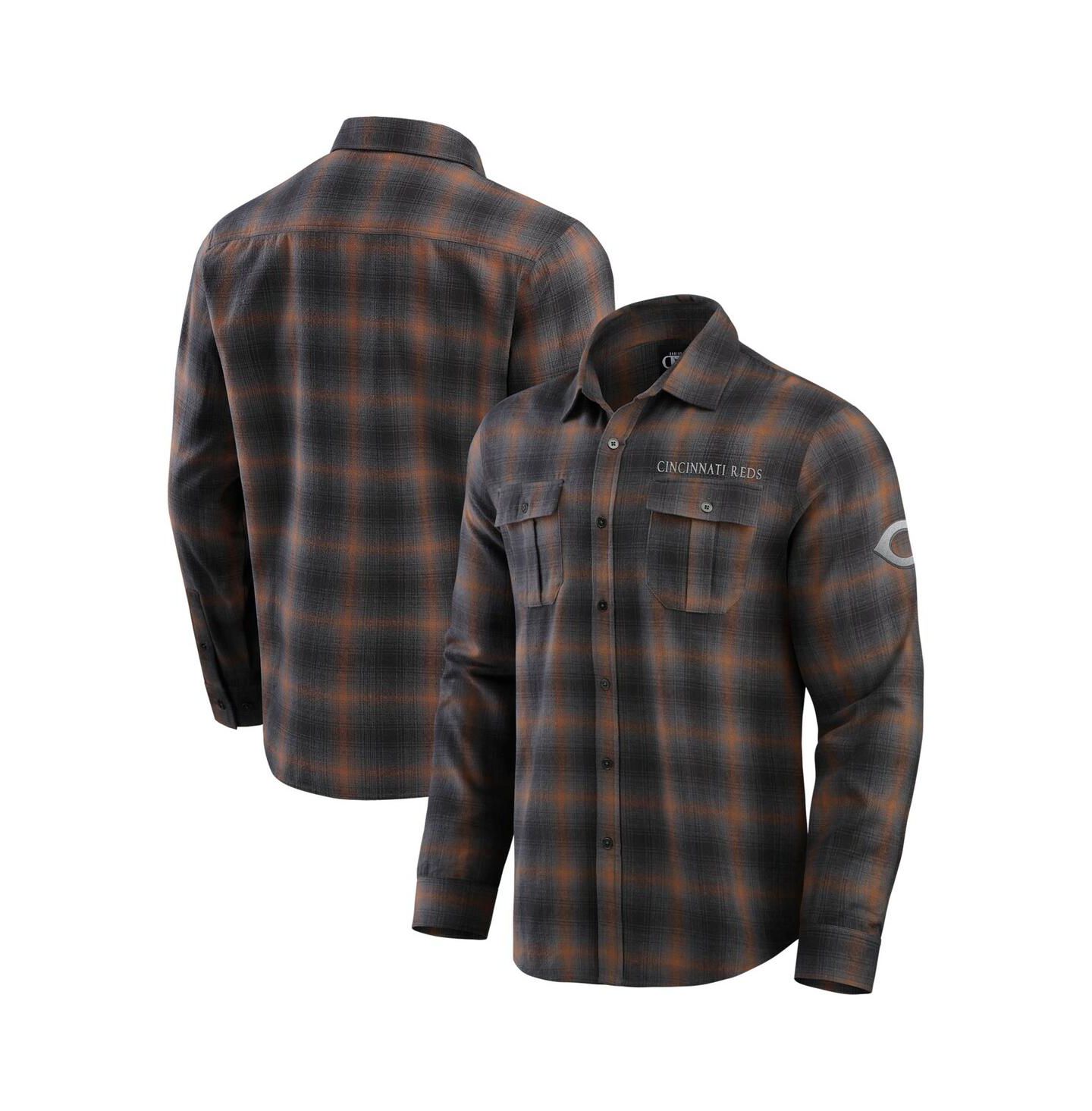 Мужская рубашка Fanatics Tan Cincinnati Reds Classic Flannel Long Sleeve Button-Up — фото 1
