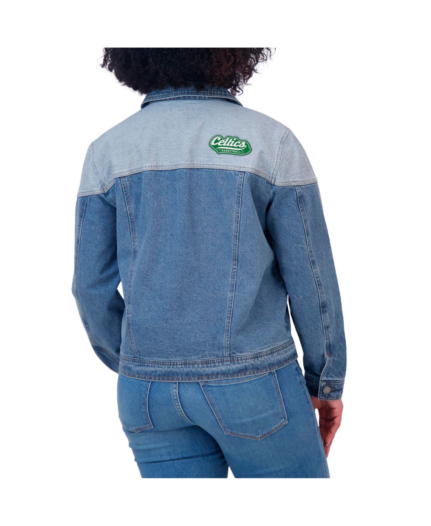 Женская куртка WEAR by Erin Andrews Blue Boston Celtics Full-Button Denim Jacket — фото 5