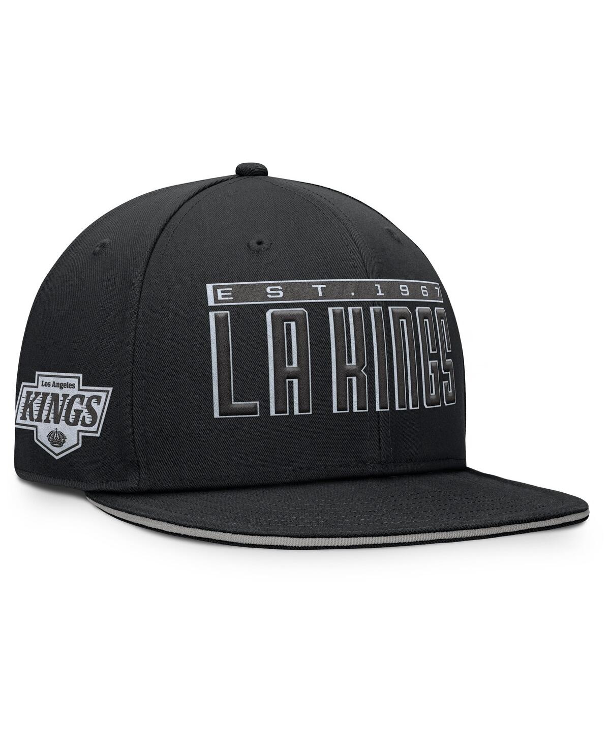 Fanatics Men's Black Los Angeles Kings Gino Flat Brim Snapback Hat In Black