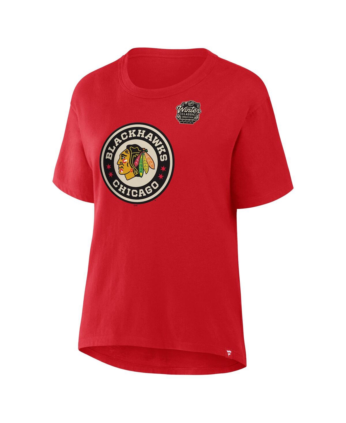 Fanatics Women's Athletic Red Chicago Blackhawks 2025 Winter Classic Primary Logo Top In Athletic Red