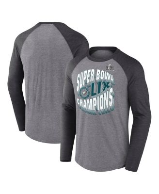 Fanatics - Men's Heather Gray Philadelphia Eagles Super Bowl LIX Champions Historic Win 3/4-Sleeve Raglan Tri-Blend T-Shirt