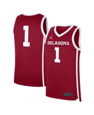 Jordan - Men's Crimson Oklahoma Sooners 1 Road Replica Basketball Jersey