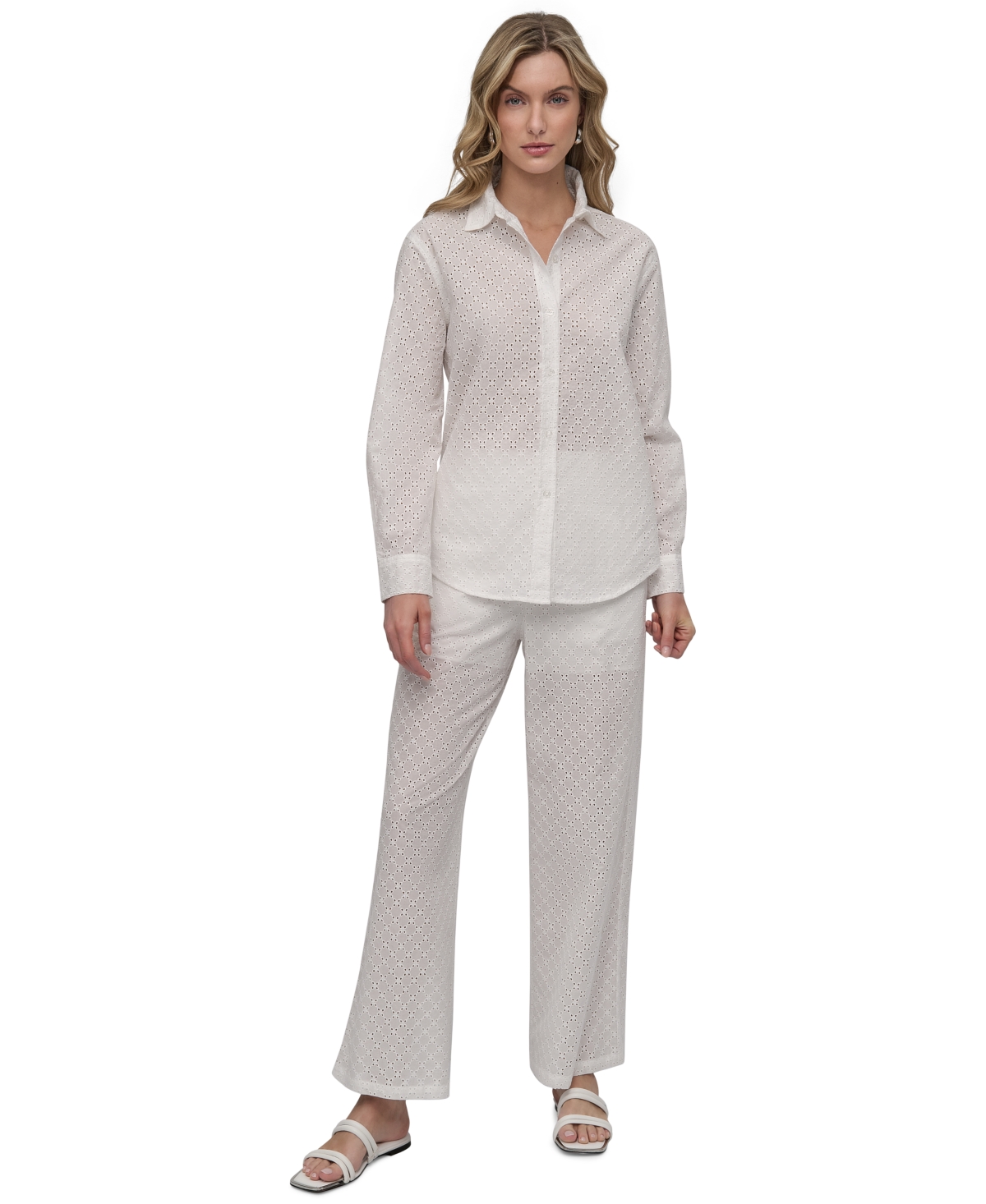 DKNY JEANS PETITE COTTON CLASSIC-FIT BUTTON-UP SHIRT 