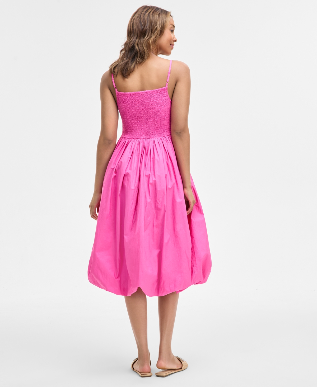 On 34th Women's Smocked Bubble-hem Midi Dress, Exclusively At Macy's In Pink Dazzle