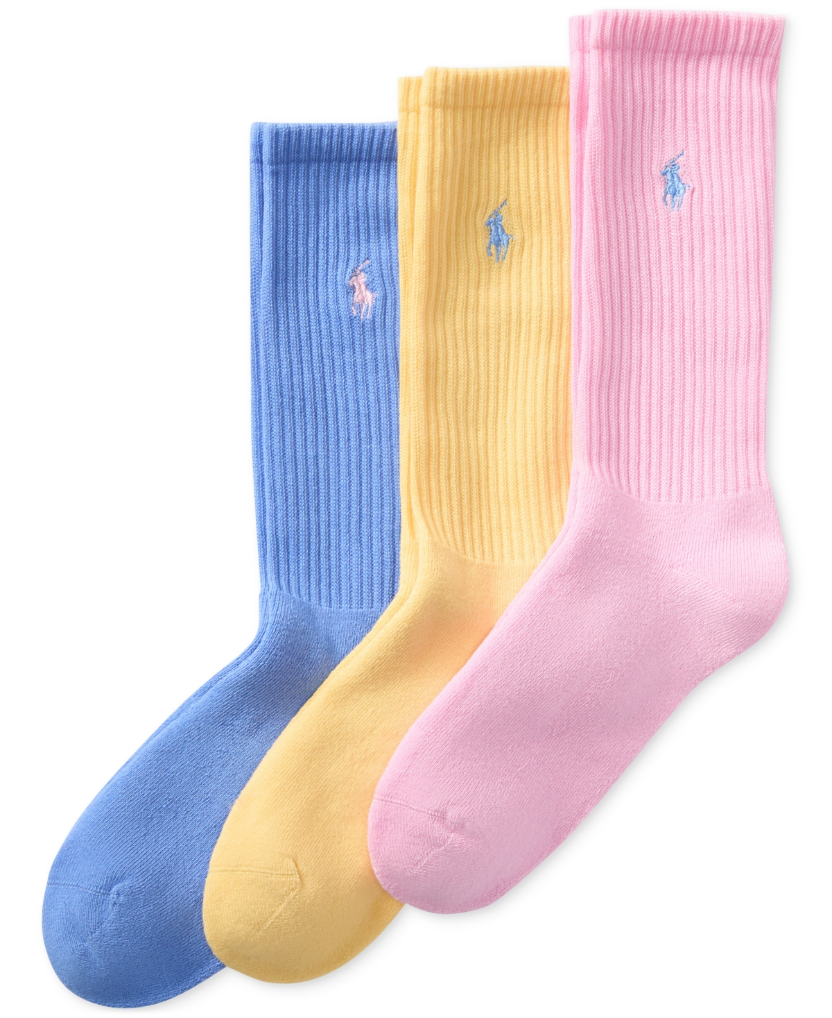 Shop Polo Ralph Lauren 3 Pack Ribbed Cushion Foot Crew Men's Socks In Pink