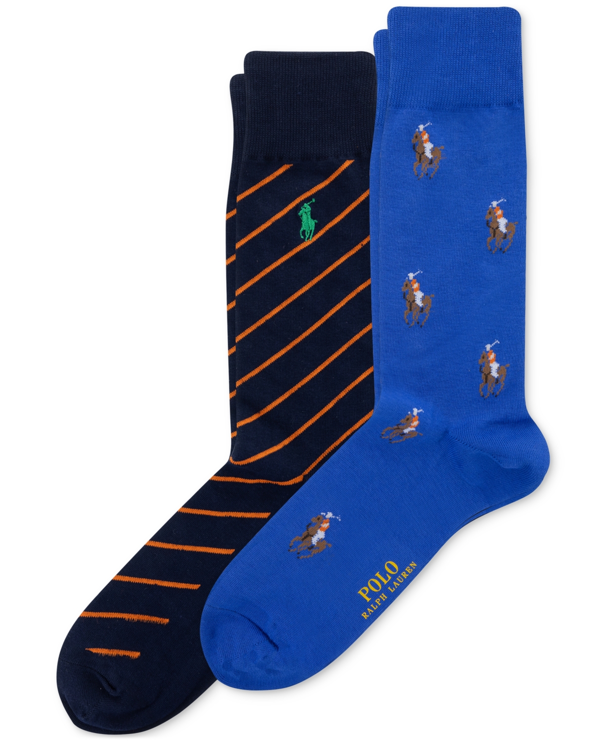 Polo Ralph Lauren Assorted 2-pack Pony Stripe Crew Socks In Blue