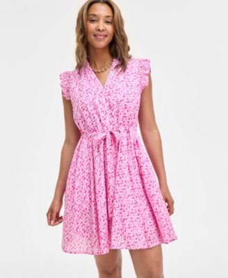 Women's V-neck Flutter-Sleeve Mini Dress, Exclusively at Macy's