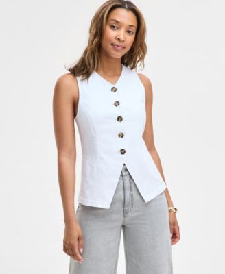 Women's Linen-Blend Longline Vest, Exclusively at Macy's