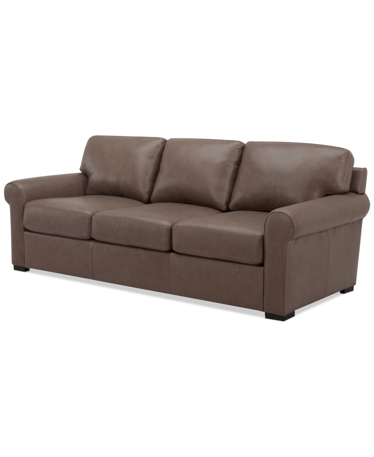 Macy's Radley 86" Leather Roll Arm Sofa, Exclusively At  In Medium Brown