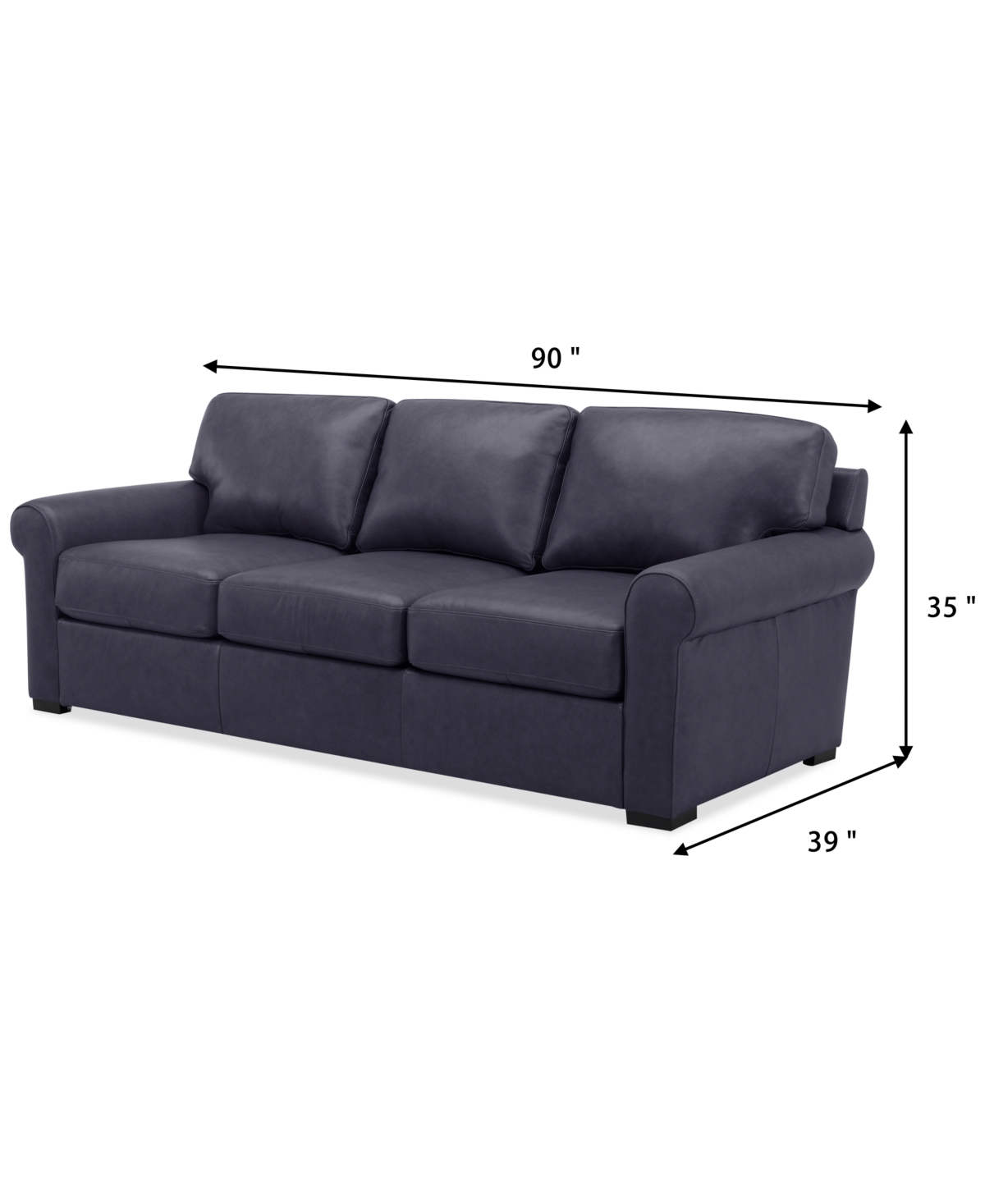 Macy's Radley 86" Leather Roll Arm Sofa, Exclusively At  In Slate Grey