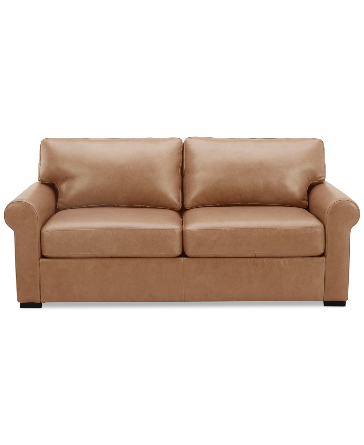 Macy's Radley 74" Leather Roll Arm Apartment Sofa, Exclusively At  In Light Natural