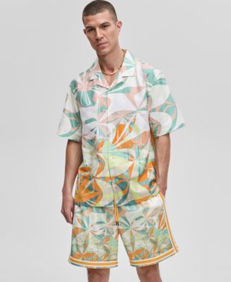 Mode of One - Men's Short-Sleeve Slick Play Camp Collar Shirt
