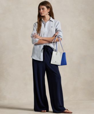 売れ筋商品|||ラルフローレン カットソー トップス レディース Women's Classic-Fit Striped 100% Linen Shirt White/Red Polo Ralph Lauren Women's Classic-Fit Striped 100% Linen