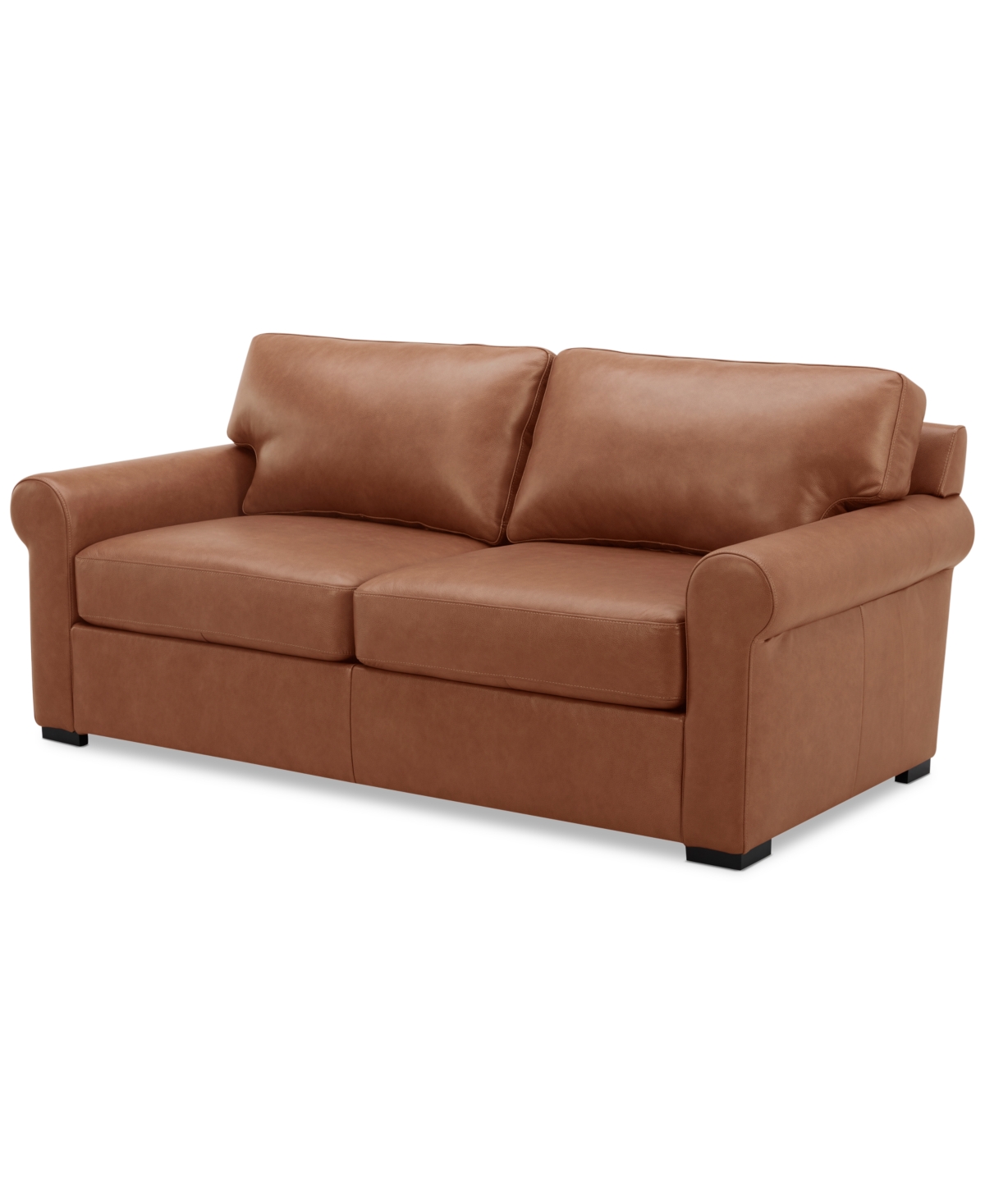 Macy's Radley 74" Leather Roll Arm Apartment Sofa, Exclusively At  In Light Tan