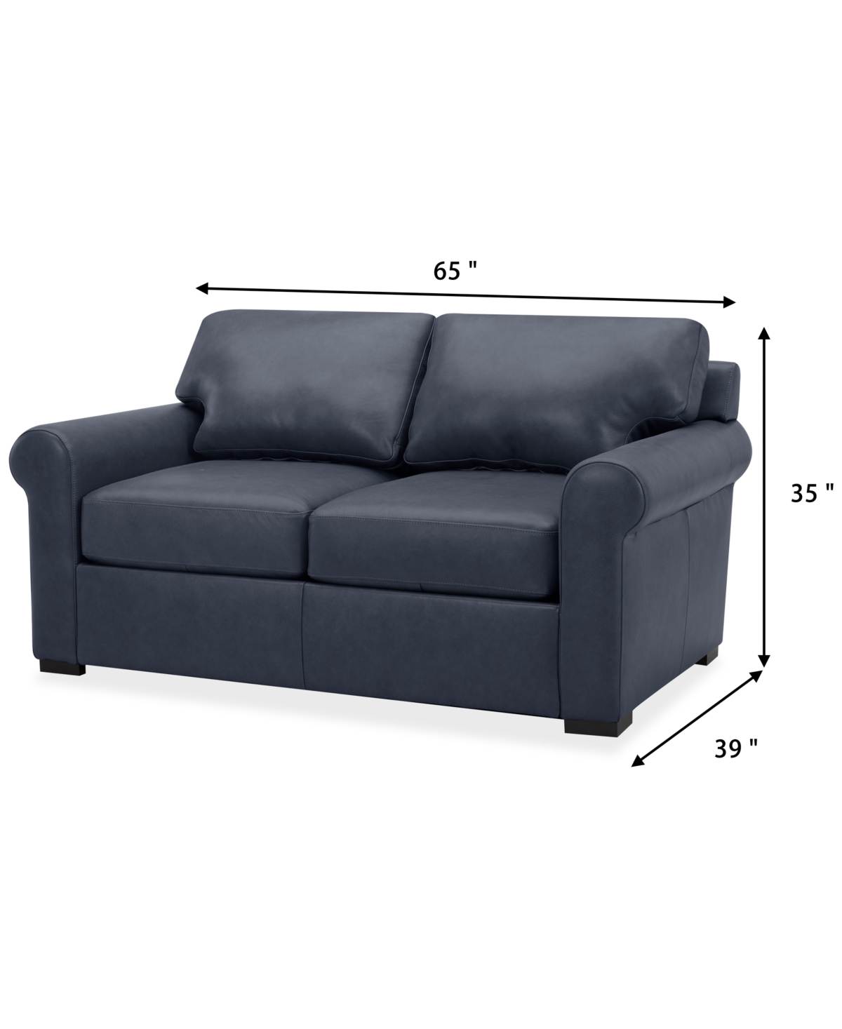 Macy's Radley 61" Leather Roll Arm Loveseat, Exclusively At  In Navy