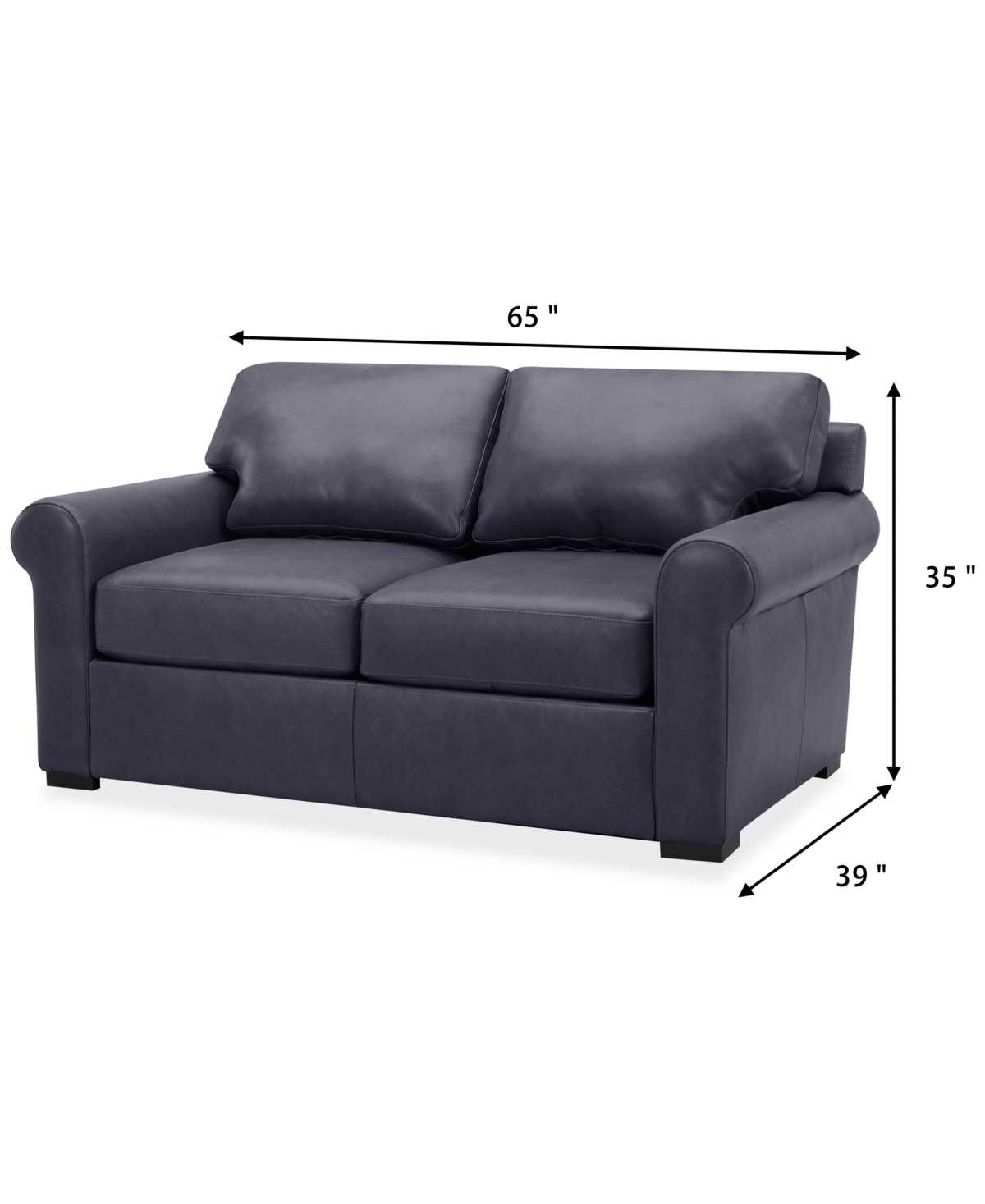 Macy's Radley 61" Leather Roll Arm Loveseat, Exclusively At  In Slate Grey