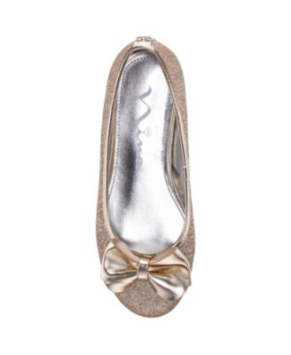 Little and Big Girls Rose Glitter Ballet Flats