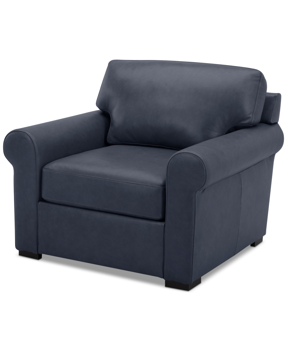 Macy's Radley 38" Leather Roll Arm Chair, Exclusively At  In Navy