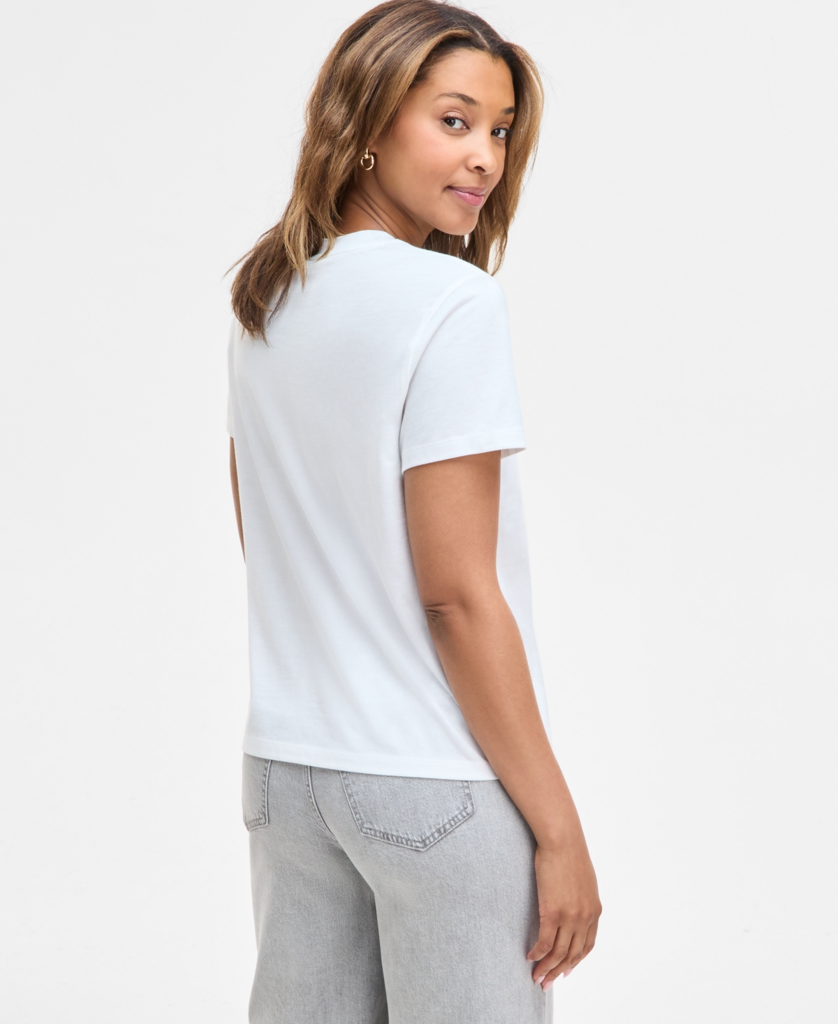 On 34th Women's La Femme Crewneck T-shirt, Exclusively At Macy's In Washed White