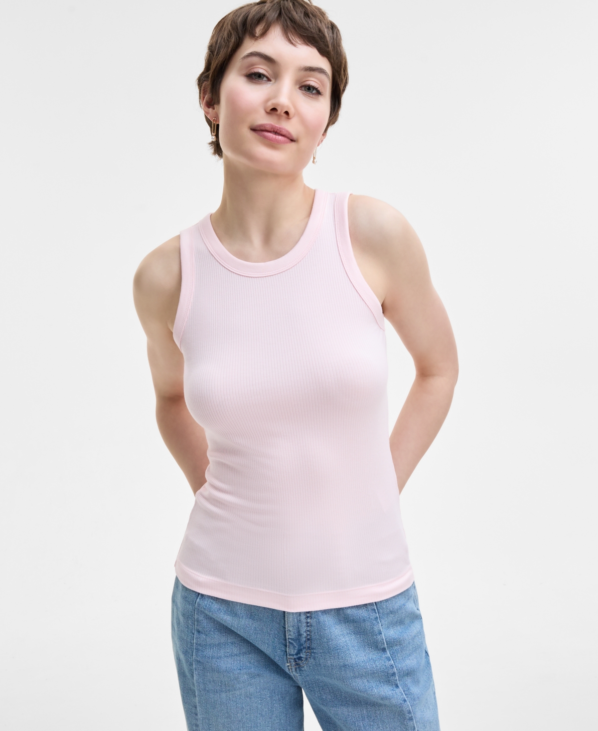 On 34th Women's Ribbed High-neck Tank Top, Xxs-4x, Created For Macy's In Pink