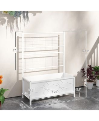 Galvanized Raised Garden Bed with Trellis Planter Box,
