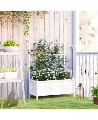 Galvanized Raised Garden Bed with Trellis Planter Box,