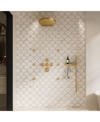 4 Functions DIY Shower Faucet Set Free Combination Main Body Ceiling Rain Shower Head with Handheld Shower and Side Body Jets, Matte Black