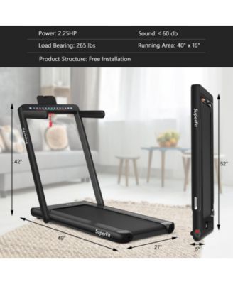 2 in 1 Folding Treadmill with Dual Display, 2.25HP Superfit Under Desk Electric Pad Treadmill, Installation-Free, Blue Tooth Speaker, APP Control, Remote Control, Walking Jogging for Home