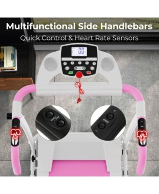 Foldable Treadmill, Freestanding Easy Assembly Folding Treadmill with 12 Preset Programs, LCD Monitor, Built-in Wheels & Pulse Sensor, Portable Compact Running Machine for Small Space