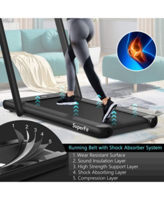 2 in 1 Folding Treadmill with Dual Display, 2.25HP Superfit Under Desk Electric Pad Treadmill, Installation-Free, Blue Tooth Speaker, APP Control, Remote Control, Walking Jogging for Home