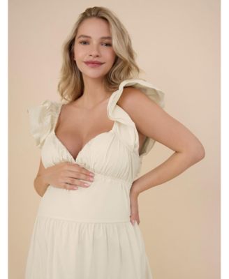 Maternity Ruffle Sleeve Tie-Back Maxi Dress - Motherhood