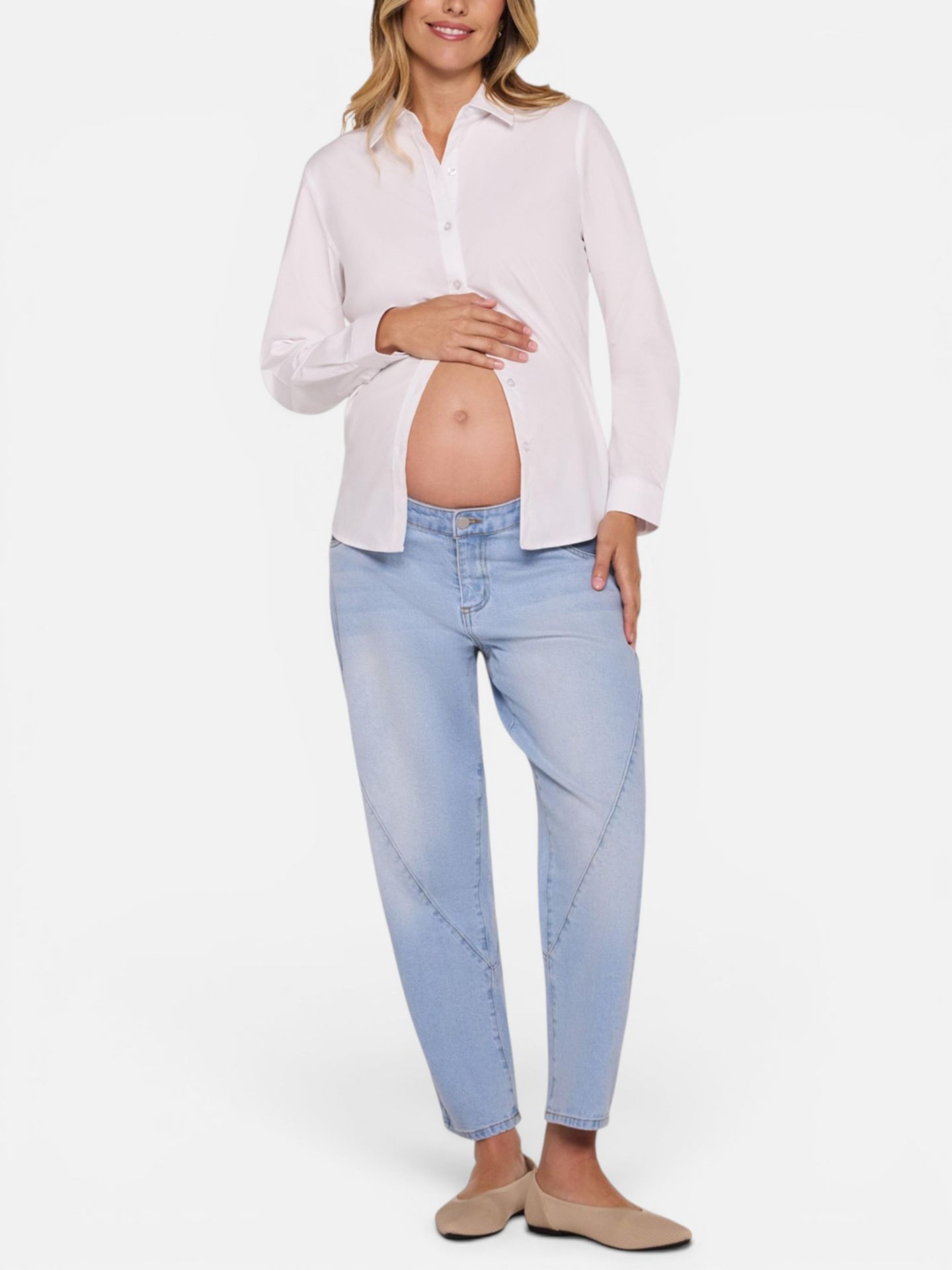 Женские джинсы Motherhood Maternity Under the Belly Barrel Leg Jeans - Motherhood, цвет: Варёный — фото 5