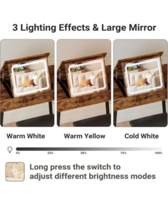 Flip Top Makeup Vanity Table with Drawers & Cabinet