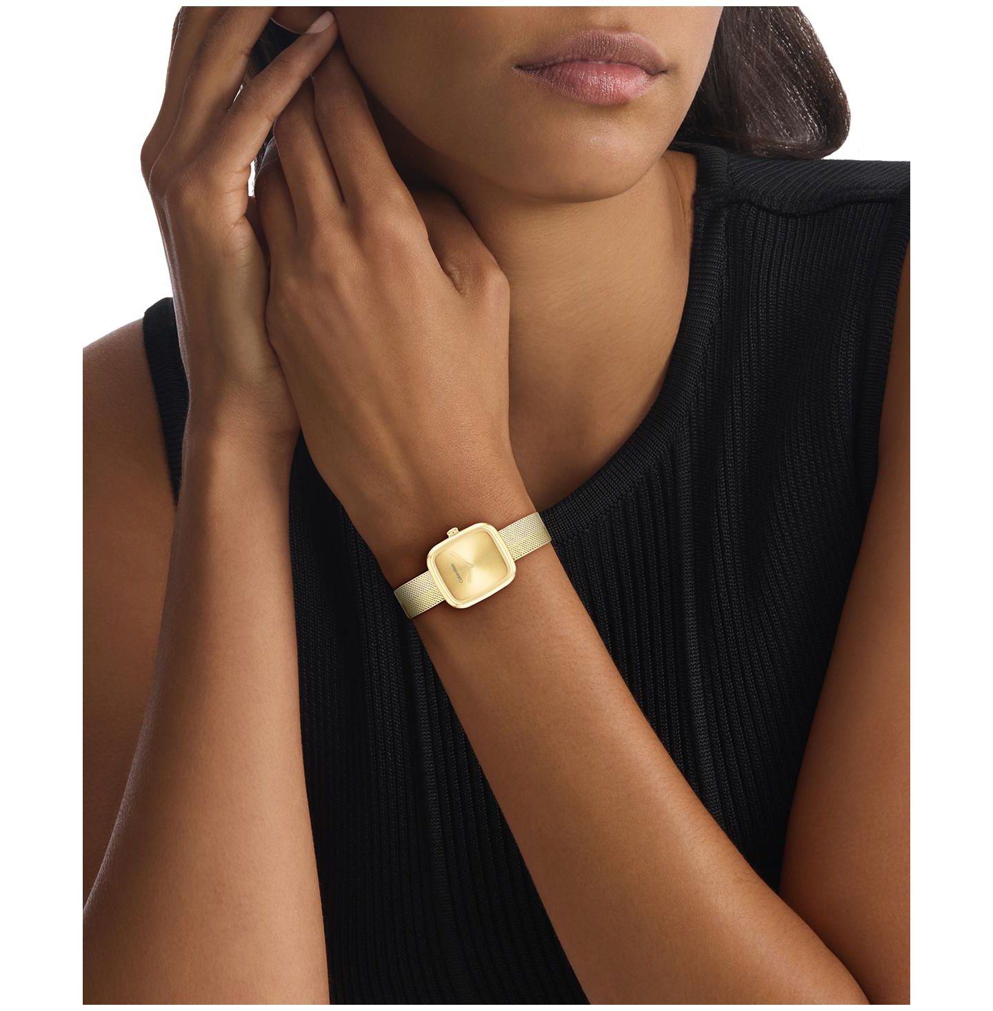Женские часы Calvin Klein Adore Gold Tone Stainless Steel Mesh Bracelet Watch, 30mm — фото 4