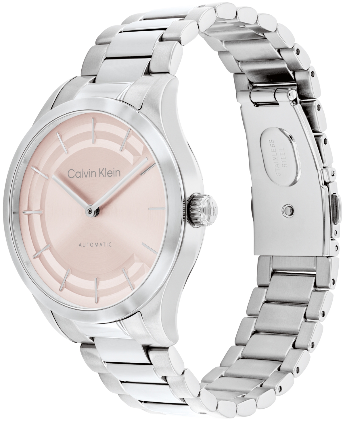 Calvin Klein Women's Iconic Automatic Silver Tone Stainless Steel Bracelet Watch, 36mm