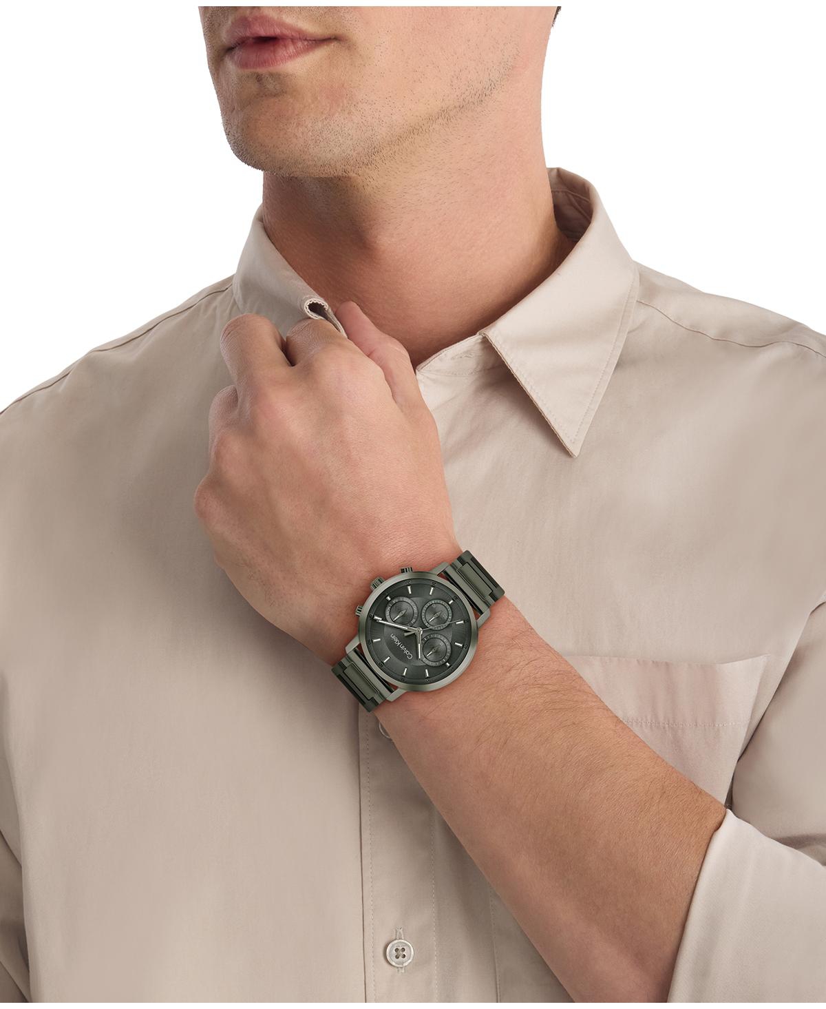 Calvin Klein Men's Gauge Ionic Plated Barley Green Steel Bracelet Watch, 41mm In Dark Green