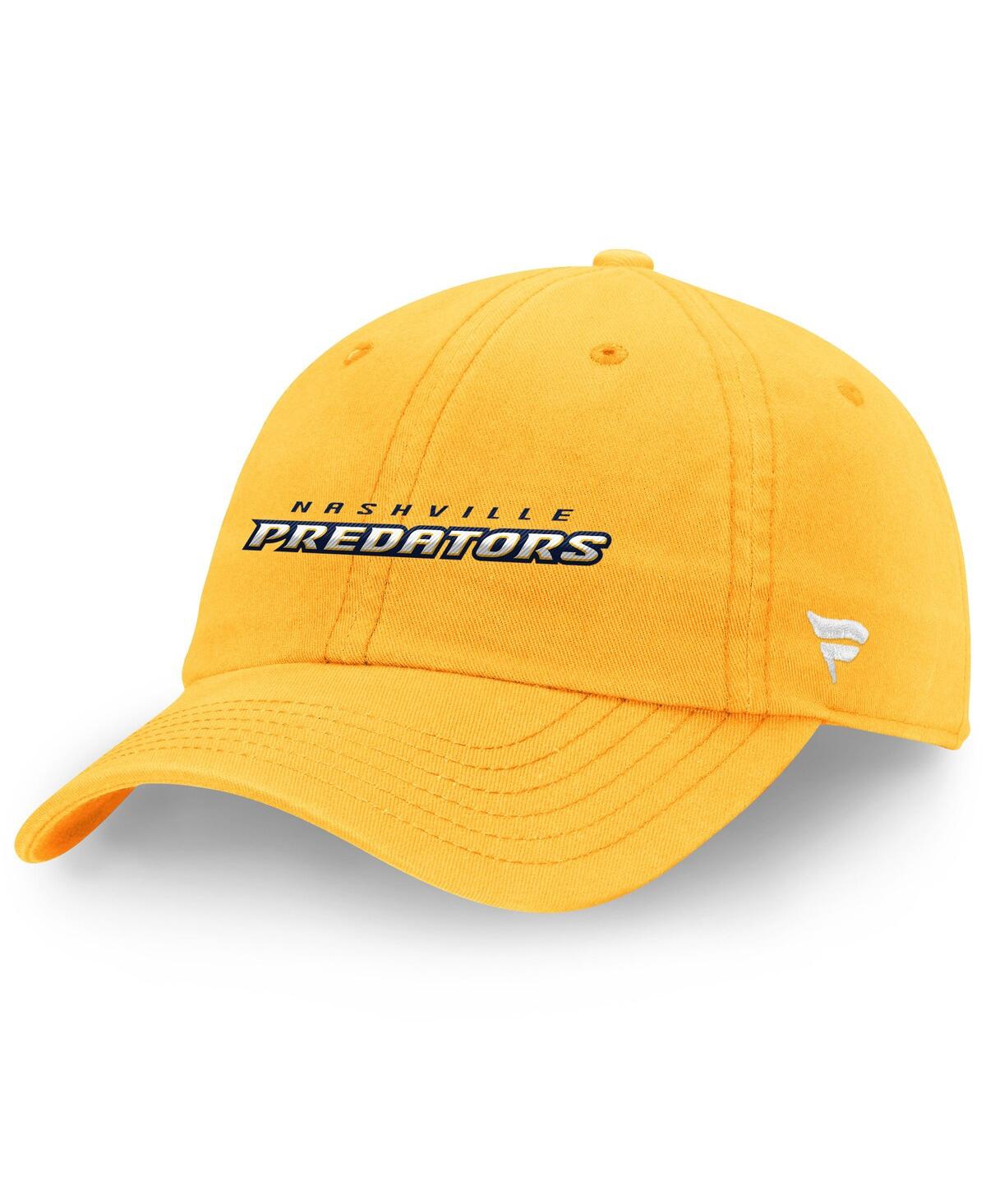 Fanatics Men's Gold Nashville Predators Wordmark Core Fundamental Adjustable Hat In Gold