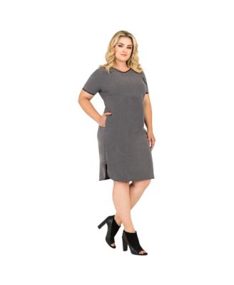 Plus Size Apron Hem Suiting Knee Length Shift Dress