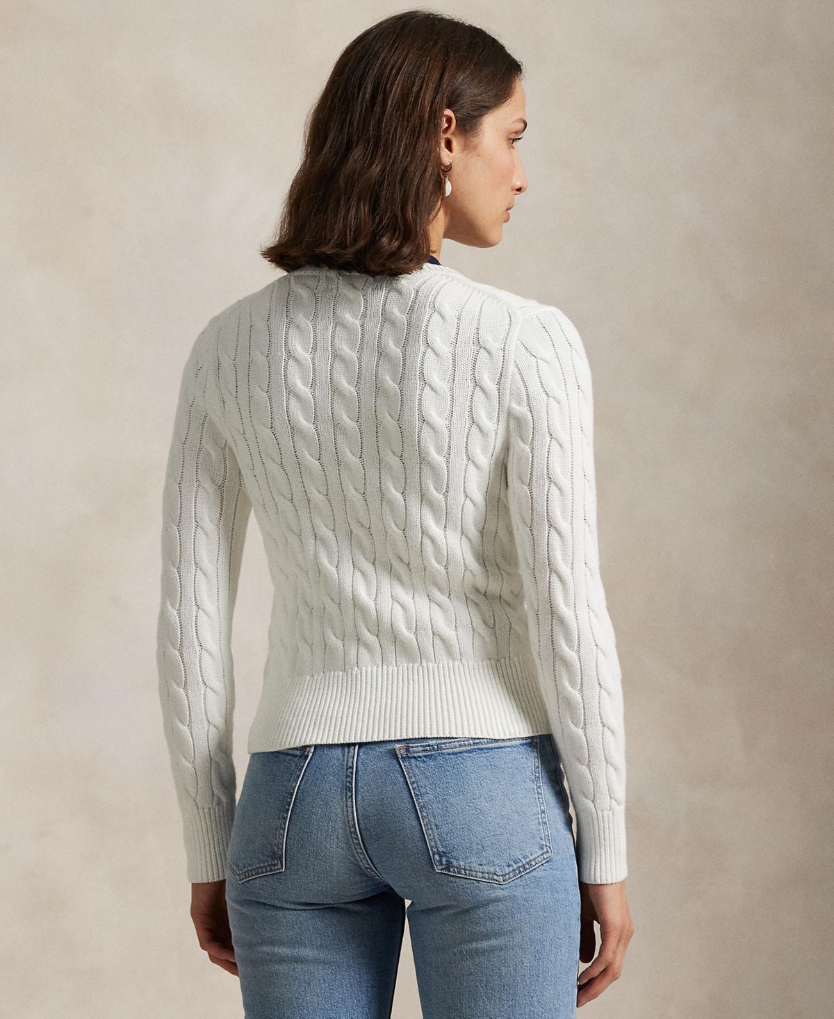Women's Cable-Knit Cotton Crewneck Cardigan Sweater Deals and Price ...