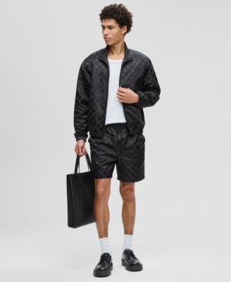 Men's Check Jacquard Relaxed-Fit Track Jacket, Macy's Exclusive