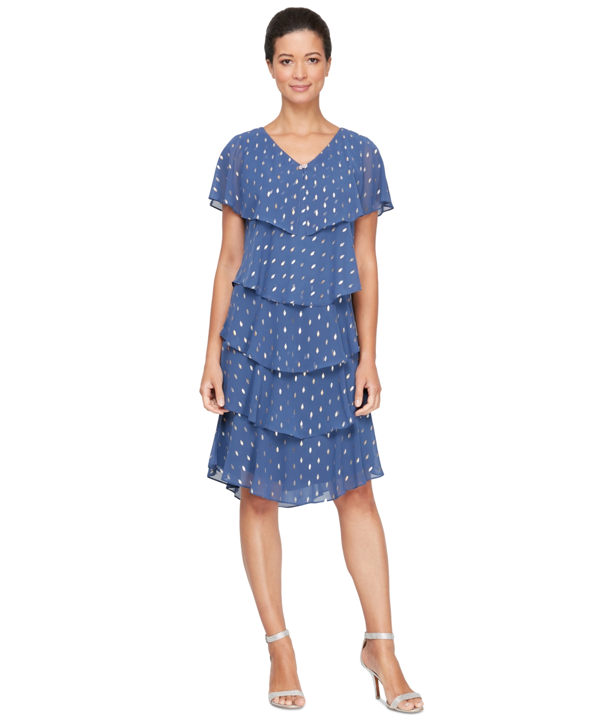 Sl Fashions Polka-dot Tiered Shift Dress