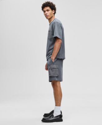 Men's Regular-Fit Printed 7" French Terry Cargo Shorts, Exclusively at Macy's