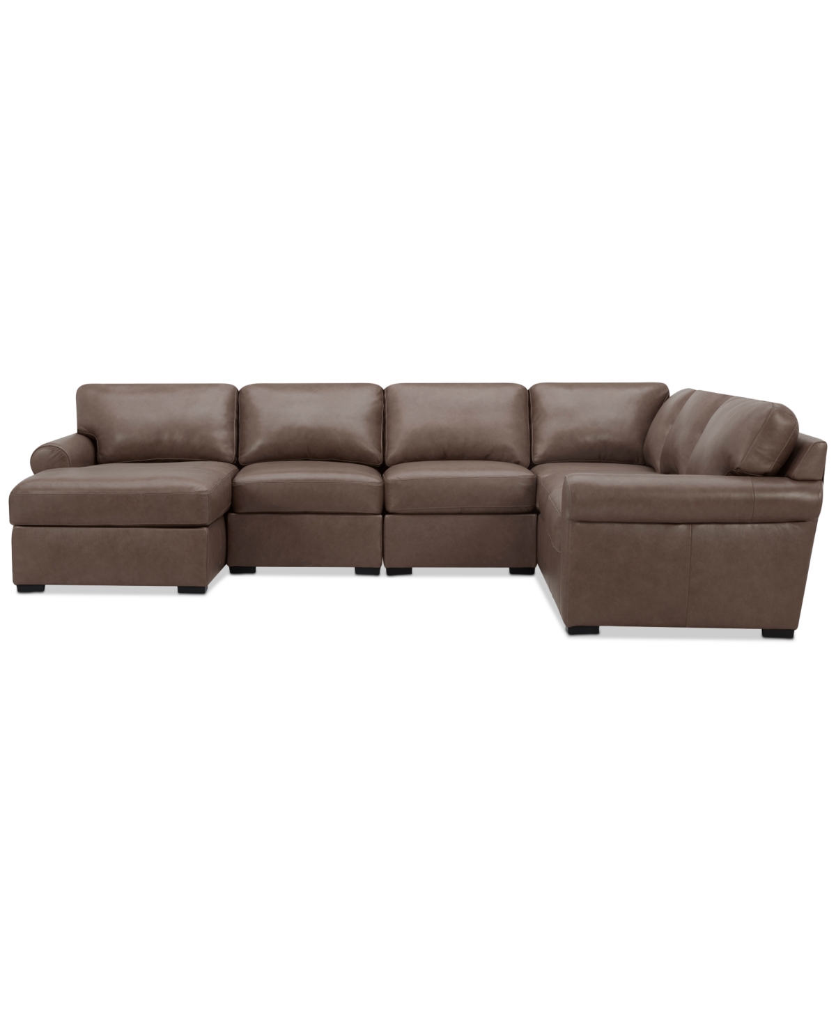 Macy's Radley Roll Arm 132" 6-pc. Leather Square Corner Chaise Sectional, Exclusively At
