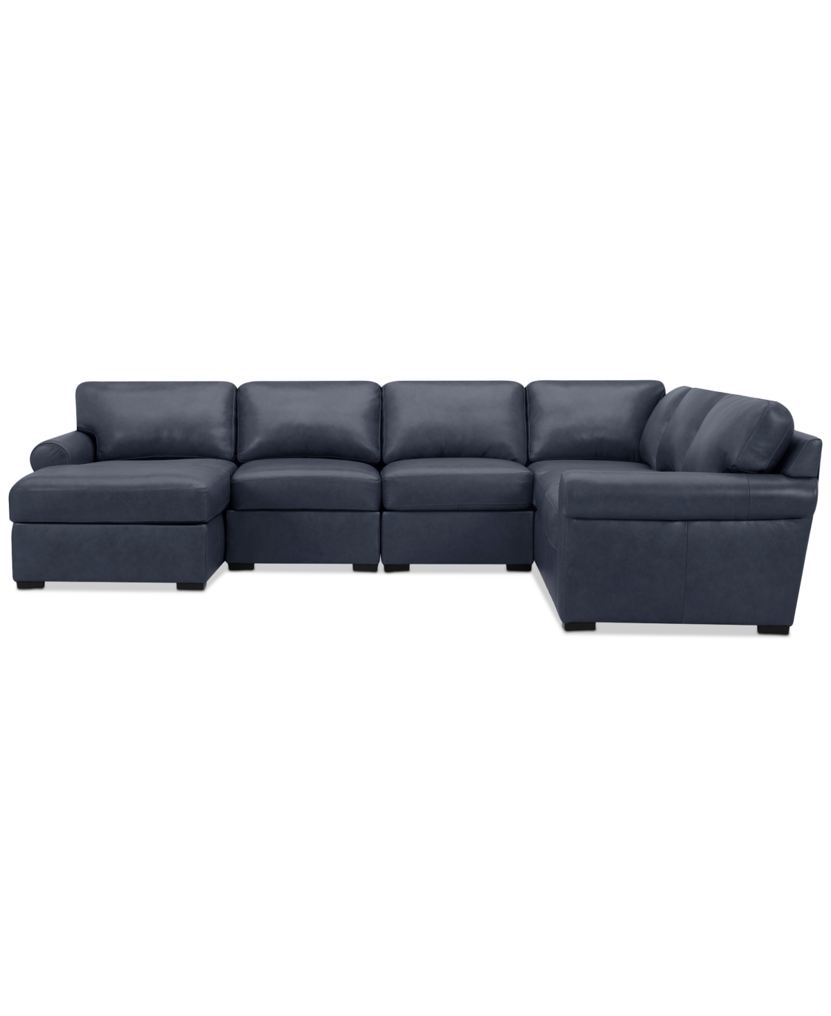 Macy's Radley Roll Arm 132" 6-pc. Leather Square Corner Chaise Sectional, Exclusively At