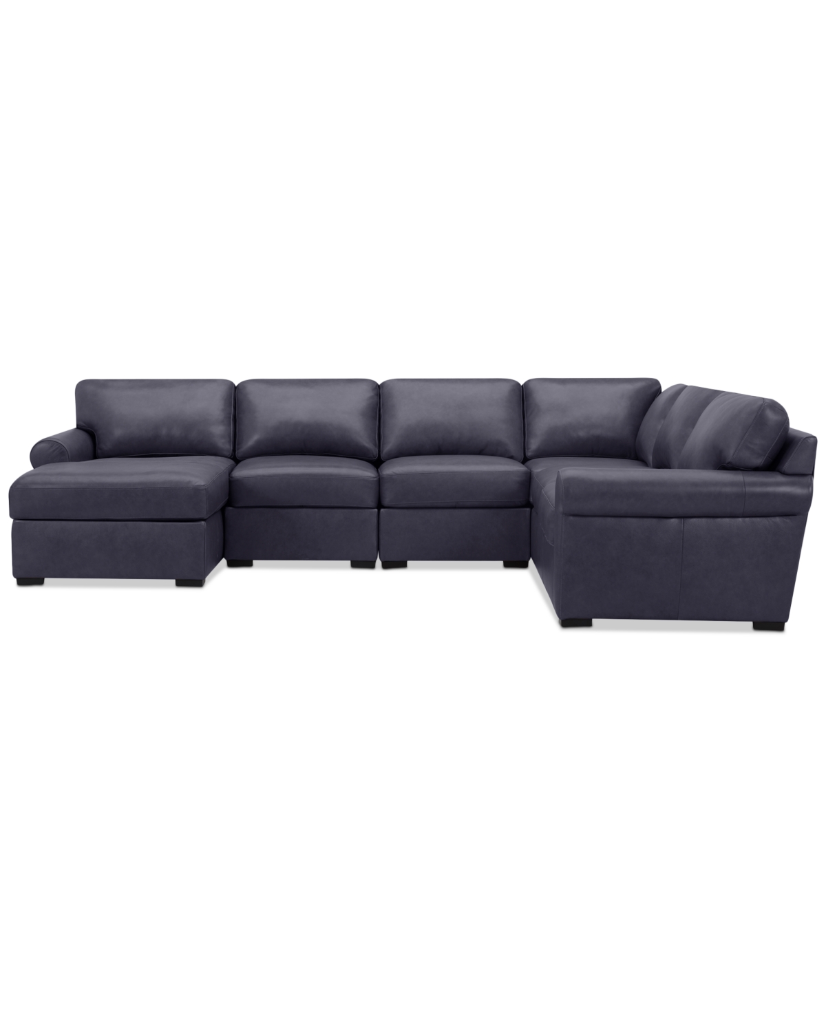 Macy's Radley Roll Arm 132" 6-pc. Leather Square Corner Chaise Sectional, Exclusively At
