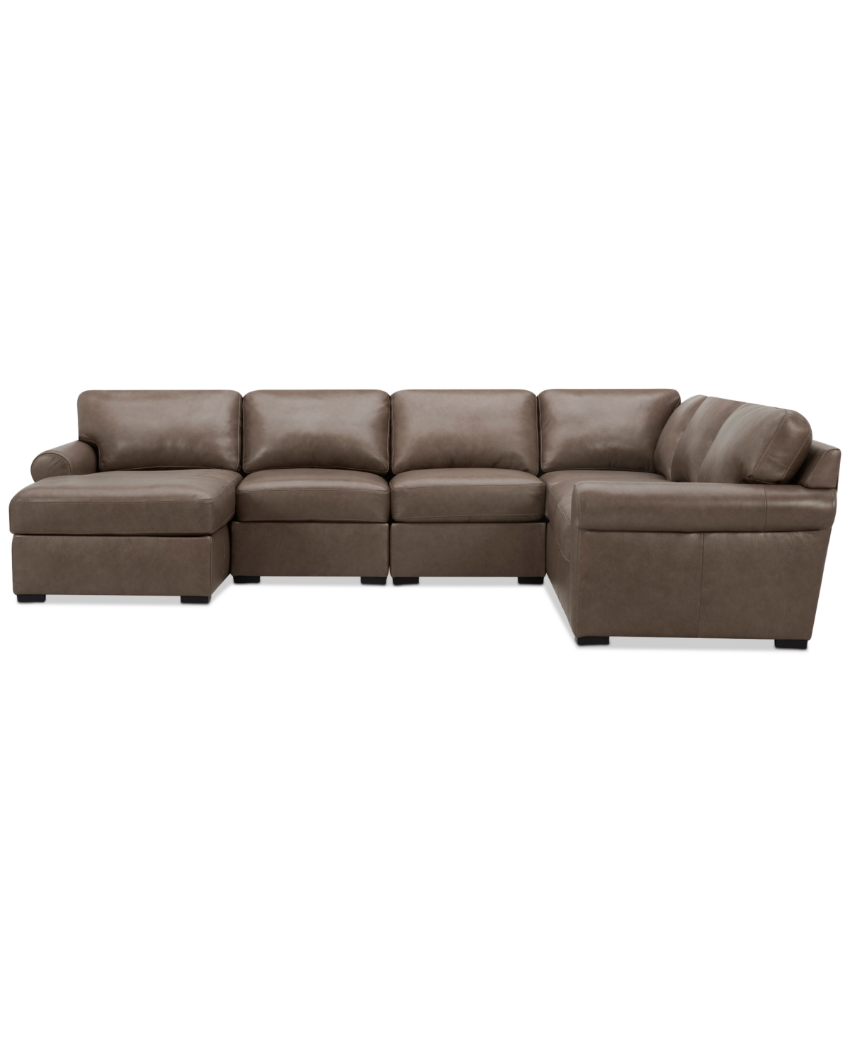 Macy's Radley Roll Arm 132" 6-pc. Leather Square Corner Chaise Sectional, Exclusively At