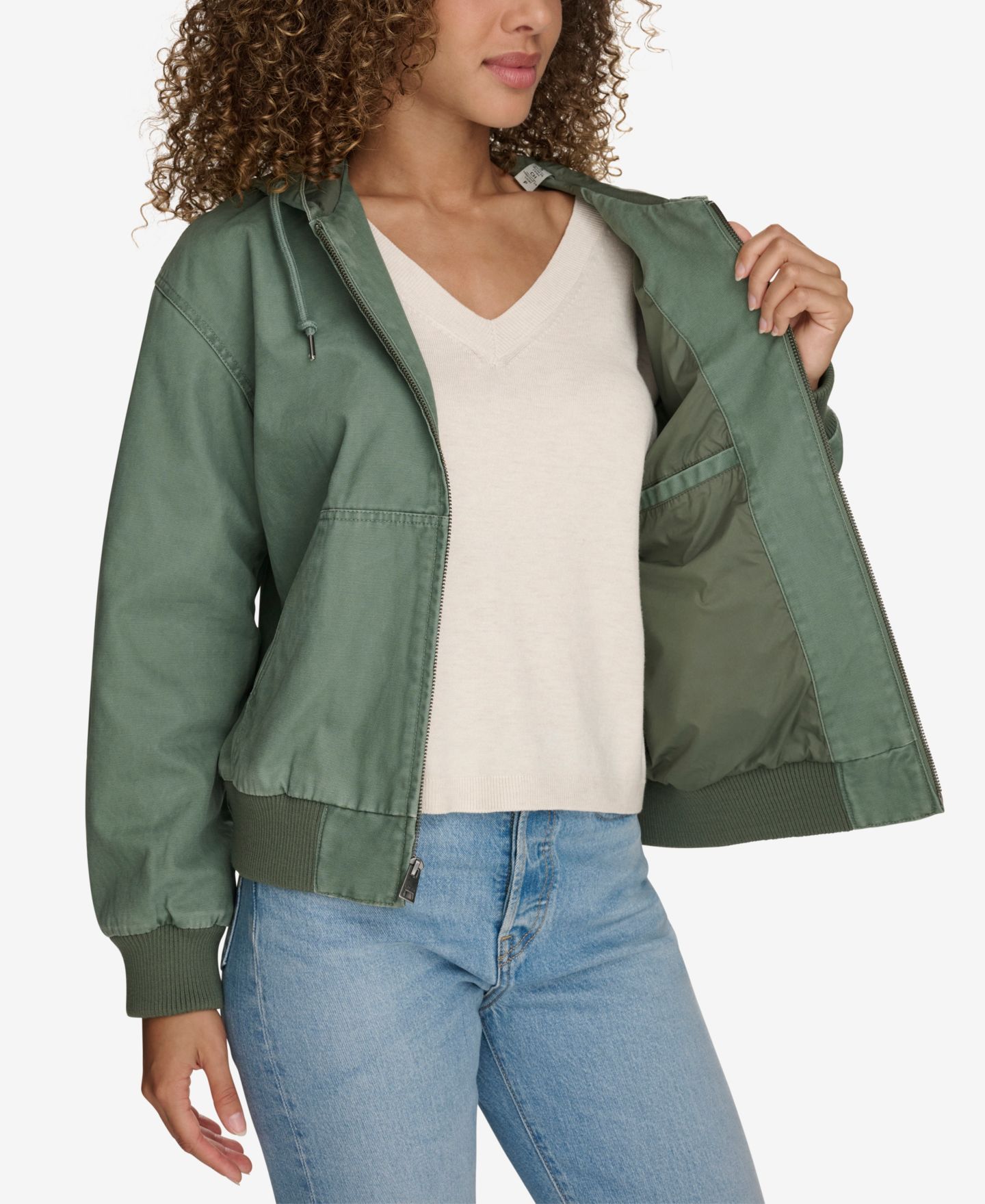 Женская куртка Levi's Relaxed Hooded Bomber, цвет: Зелёный — фото 4