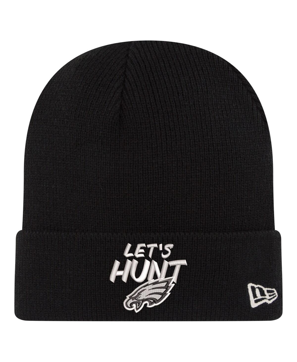 NEW ERA MEN'S BLACK PHILADELPHIA EAGLES "LET'S HUNT" CUFFED KNIT HAT 